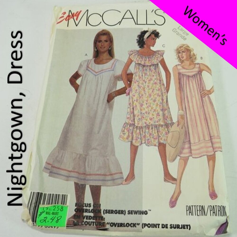 McCall's 3200 sewing patter EASY nightgown, dress (loose fit) short sleeve